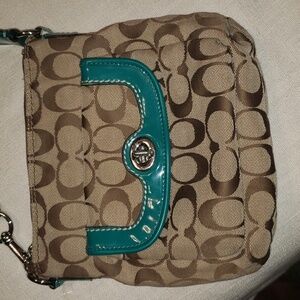 Coach Tan and Teal Crossbody Bag